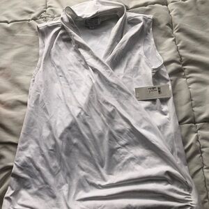 White Sleeveless Surplice Women's Top